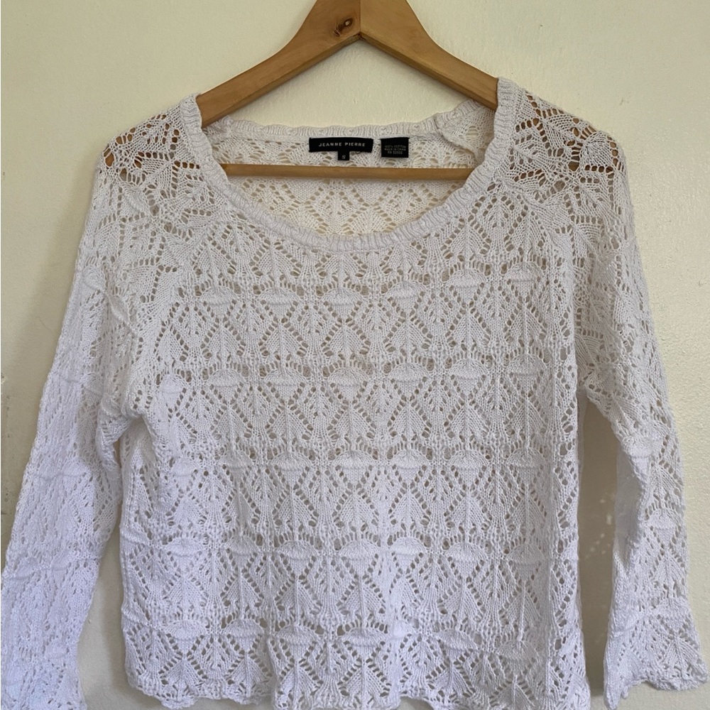 Jones New York Women's White Lace Top